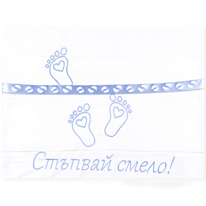 Пътечка за прохождане "Стъпвай смело" в бяло/синьо
