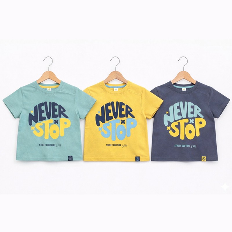 Тениска за момче Rach "NEVER STOP" /92-158/ в цвят олив
