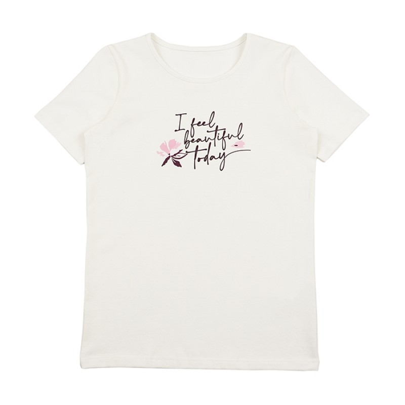 Блуза къс ръкав "Feel beautiful" /122-158/ в цвят екрю