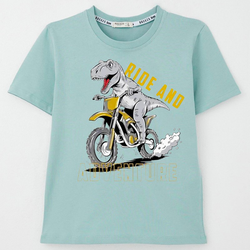 Тениска момче "Дино Ride" /110-140/ в цвят олив