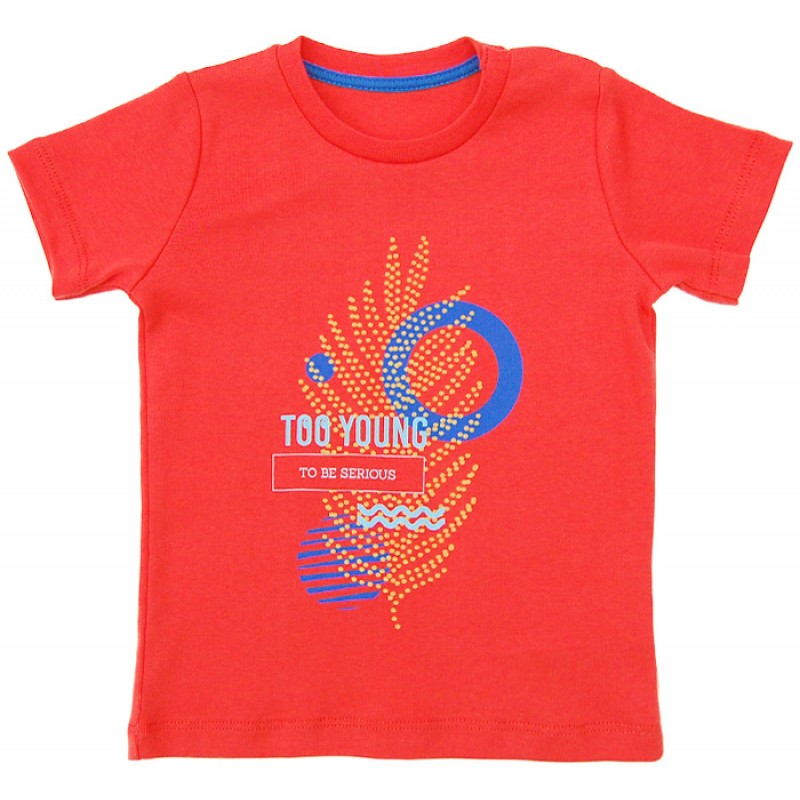 Тениска момче "YOUNG" в коралов цвят  /68-92/ рипс