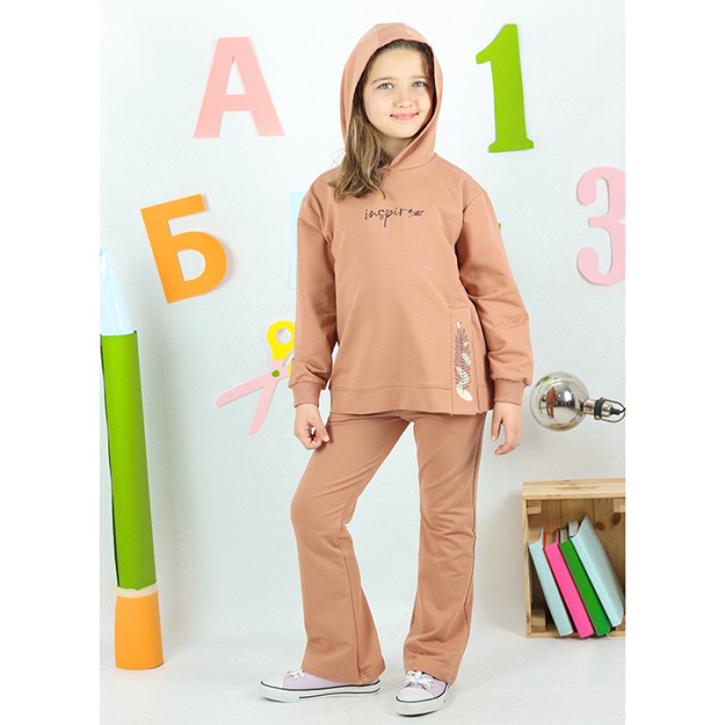 Комплект 2 части за момиче "Inspire" /122-158/ в цвят камел