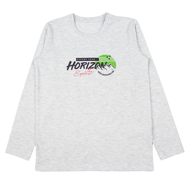 Блуза за момче "Horizon" /122-158/ в бял меланж