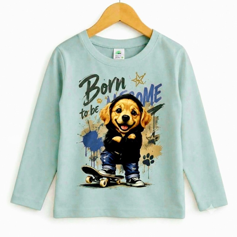 Блуза за момче Rach - Куче "BORN" /92-134/ в цвят олив