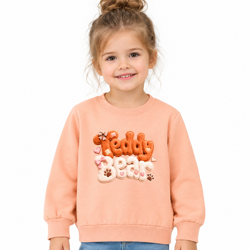 Блуза за момиче Rach "Teddy Bear" /92-110/ в цвят праскова