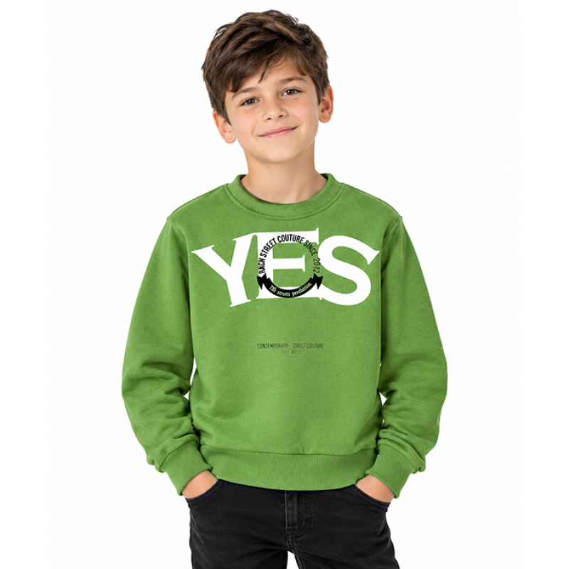 Блуза за момче Rach "YES" /116-158/ в грахово зелено