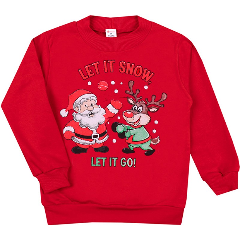 Коледна блуза "Let it snow" в червено /86-128/ вата
