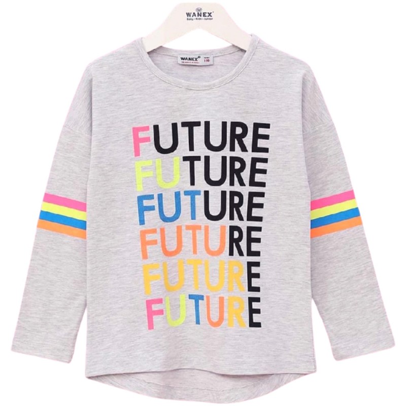 Блуза за момиче Future в сив меланж /104-134/ликра
